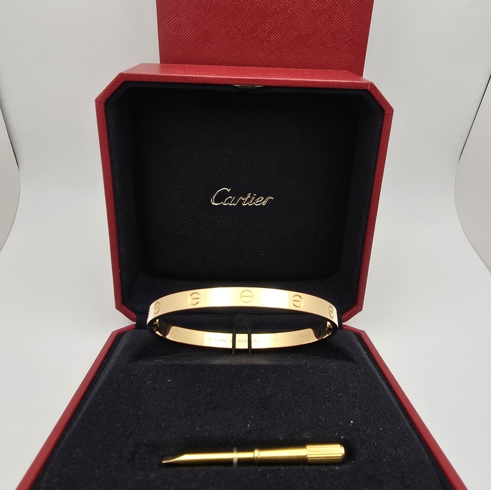 Authentic Cartier Love Bracelet Classic 18K Yellow Gold Sz 20, Box and receipt - Picture 3 of 10